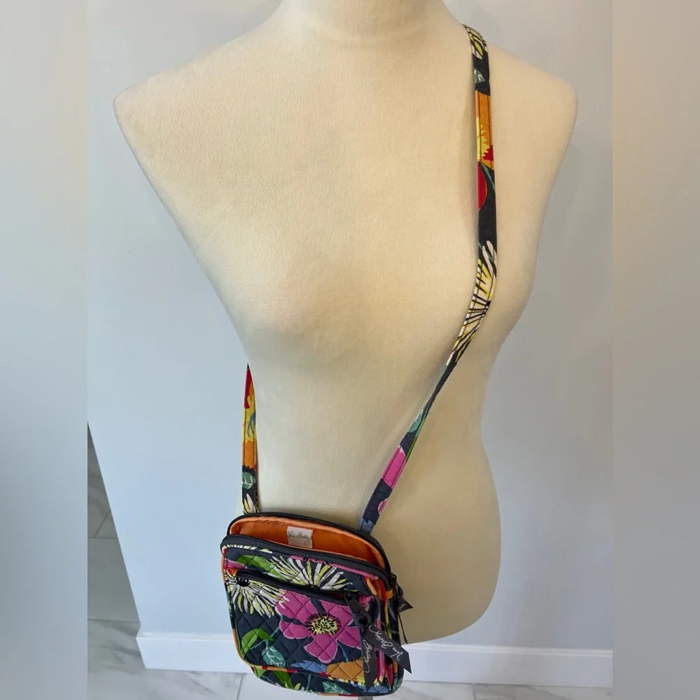 Vera Bradley crossbody bag gray floral bright adjustable straps